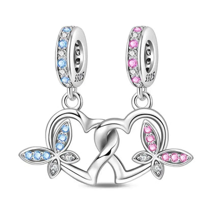 Genuine 925 Sterling Silver Heart Charm Bead for Mother's Day Bracelet Gift