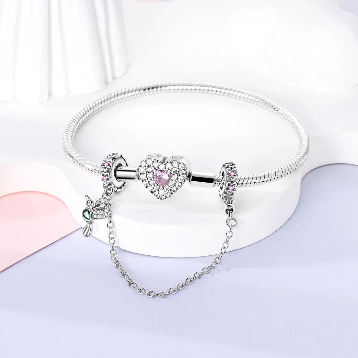 Moonlit Charm Clip 925 Silver Safety Chain Clasp for DIY Bracelets Jewelry for Women and Girls