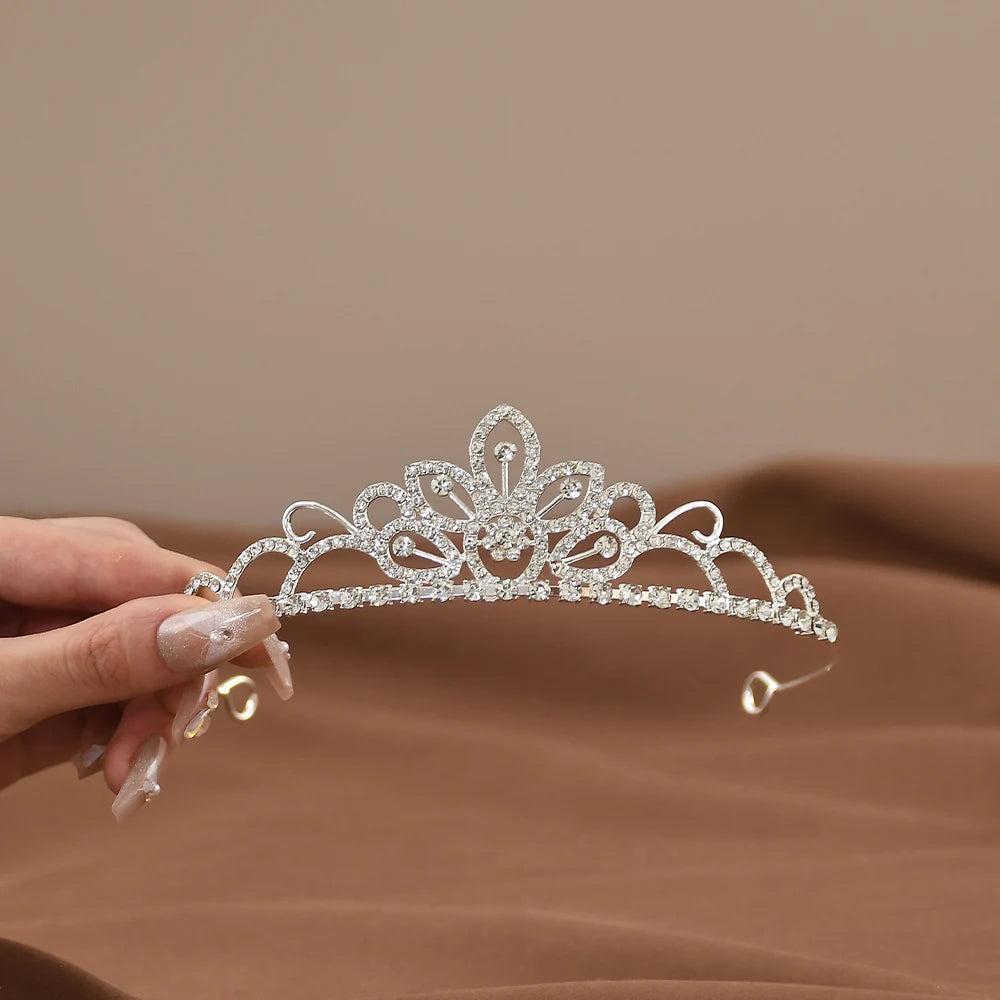 Mini Crystal Bridal Crown Comb for Girls - Rhinestone Pearl Tiaras for Weddings and Birthdays