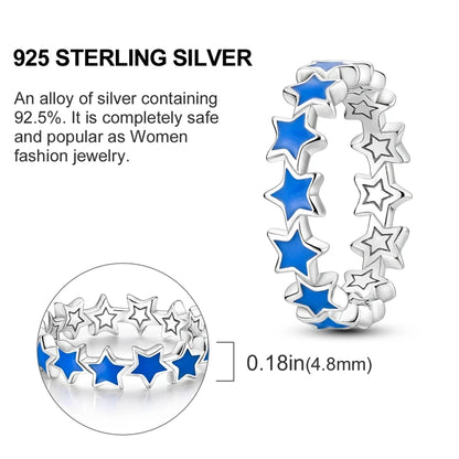 Blue Zircon Evil Eye Ring for Women in 925 Sterling Silver Sparkling Moon and Star Design Wedding Jewelry Gift LKTR075