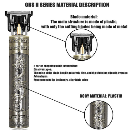 OHS T9 Cordless Electric Hair Clipper and Shaver for Men Fast Charging Floating Head Trimmer Waterproof Razor for Home and Travel