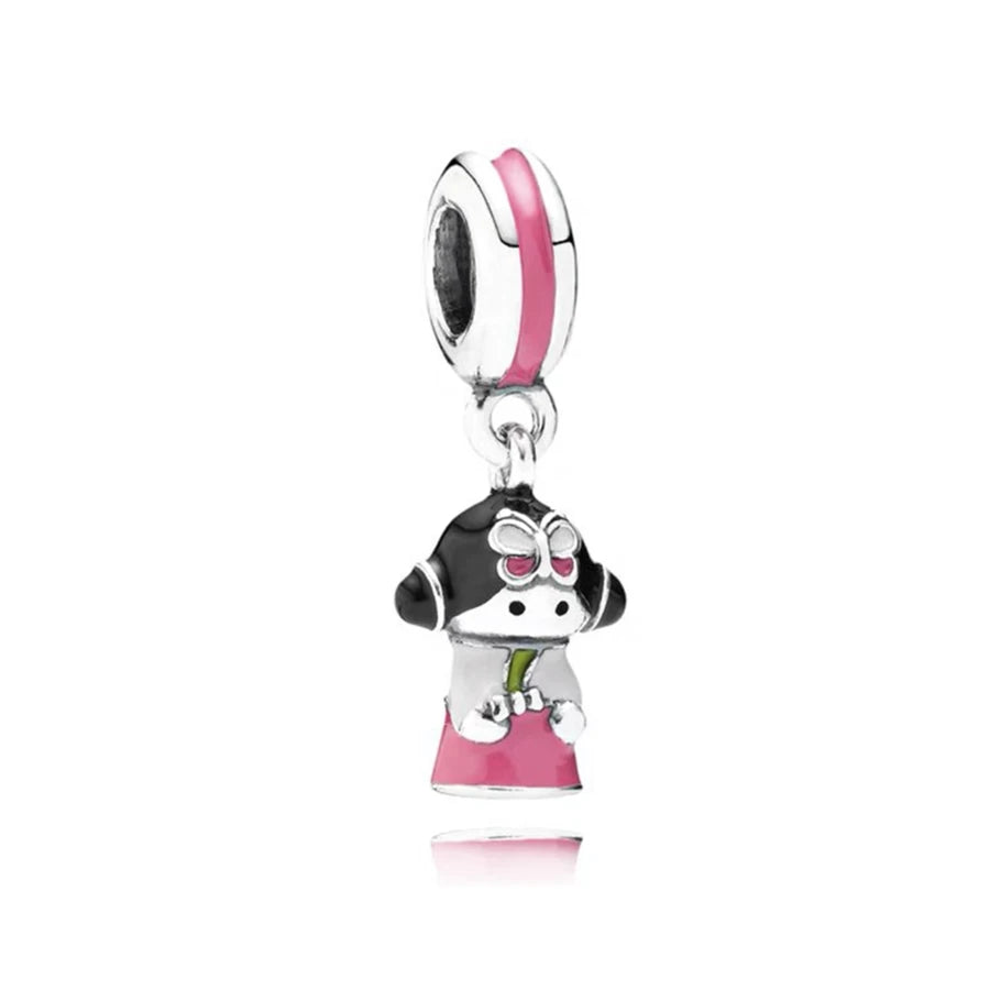 Hot Pink Murano Glass Charm Bead For 925 Bracelet Pendant