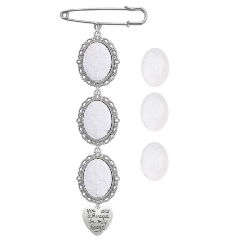 DIY Wedding Bouquet Photo Charm Kit with Elegant Lacy Frame Brooch