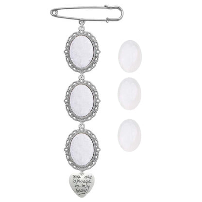 DIY Wedding Bouquet Photo Charm Kit with Elegant Lacy Frame Brooch