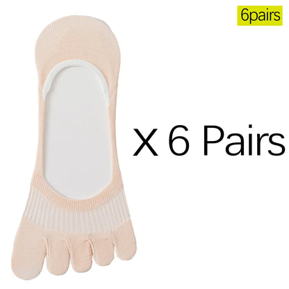 6 Pairs Cooling Mint Toe Socks For Women Non Slip Ankle
