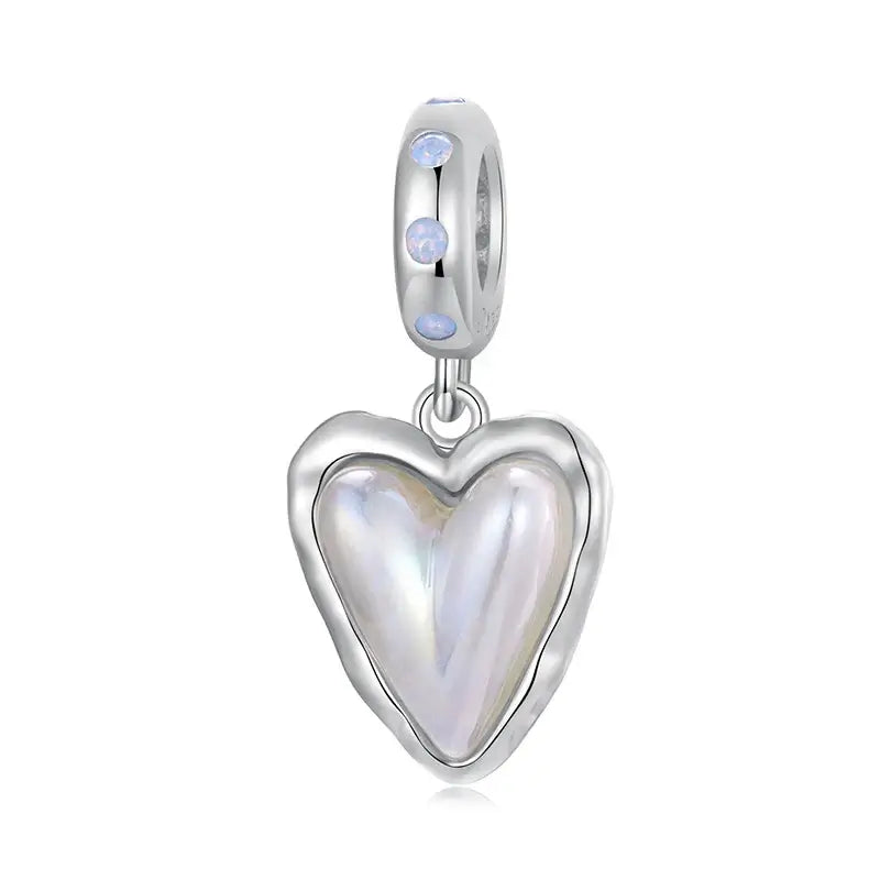 WOSTU 925 Sterling Silver Aurora Butterfly Heart Charm Beads with CZ Stones SCC2942