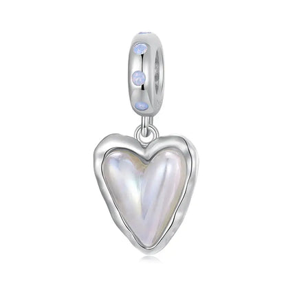 WOSTU 925 Sterling Silver Aurora Butterfly Heart Charm Beads with CZ Stones SCC2942