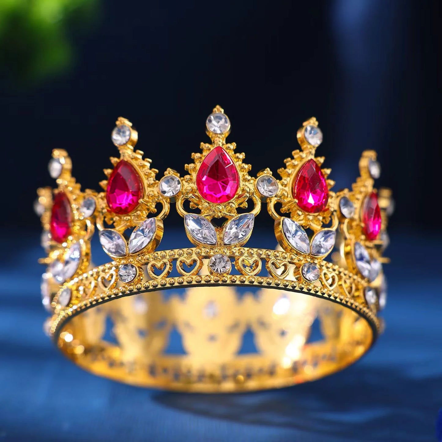 Elegant Baroque Rhinestone Crown Headdress for Weddings and Celebrations