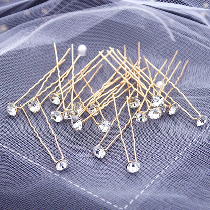 Luxury U Shaped Rhinestone Barrette Clip with Simulated Pearl Bridal Tiara Hair Accessory for Weddings and Special Occasions