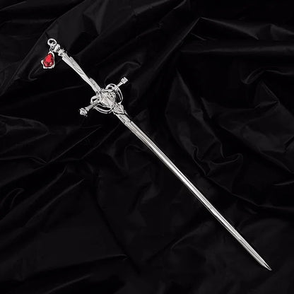 Vintage Chinese Style Ruby Sword Hairpins for Women