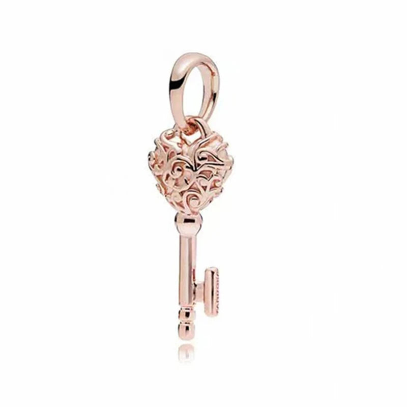 Sparkling Rose Gold Family Tree & Flower Charm Bead for European Silver Bracelet YY0569