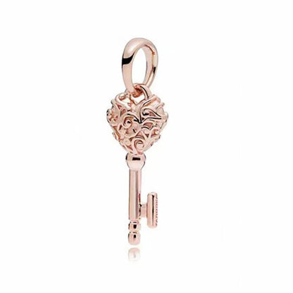 Sparkling Rose Gold Family Tree & Flower Charm Bead for European Silver Bracelet YY0569