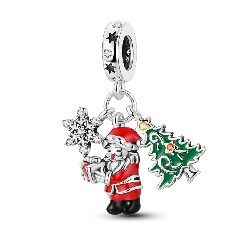 Sterling Silver Snowman Charm Beads for Bracelets Jewelry Gift KTC1382