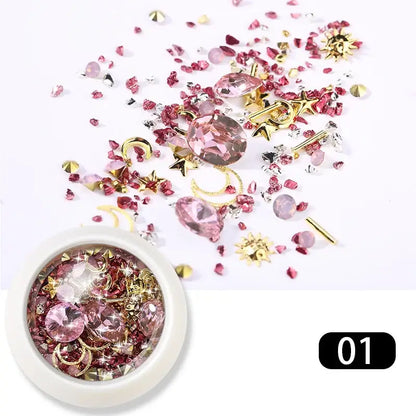 Resin Filling Metal Rivet Moon Stars Nail Art Decorations Mixed Beach Ocean Style Jewelry DIY Charms NYFB-1