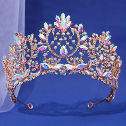 Baroque Crystal Rhinestone Tiara - Vintage Bridal Crown for Weddings & Prom Silver Purple
