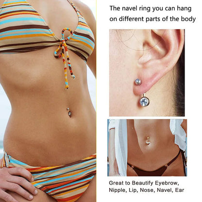 G23 Titanium Belly Button Rings with Crystal CZ Beach Pendant Jewelry