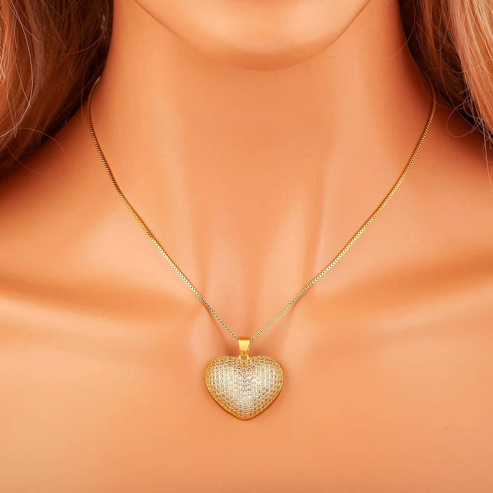 Retro Love Heart Pendant Necklace for Women and Men - Adjustable Valentine's Day Choker Jewelry Gift