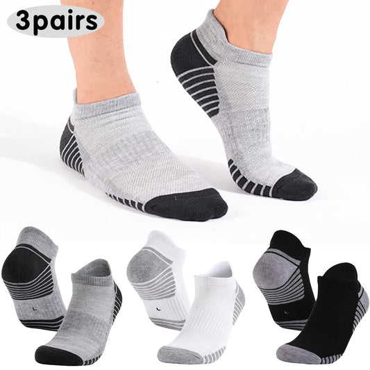 3 Pairs Breathable Mesh Ankle Socks Thick Terry Sole