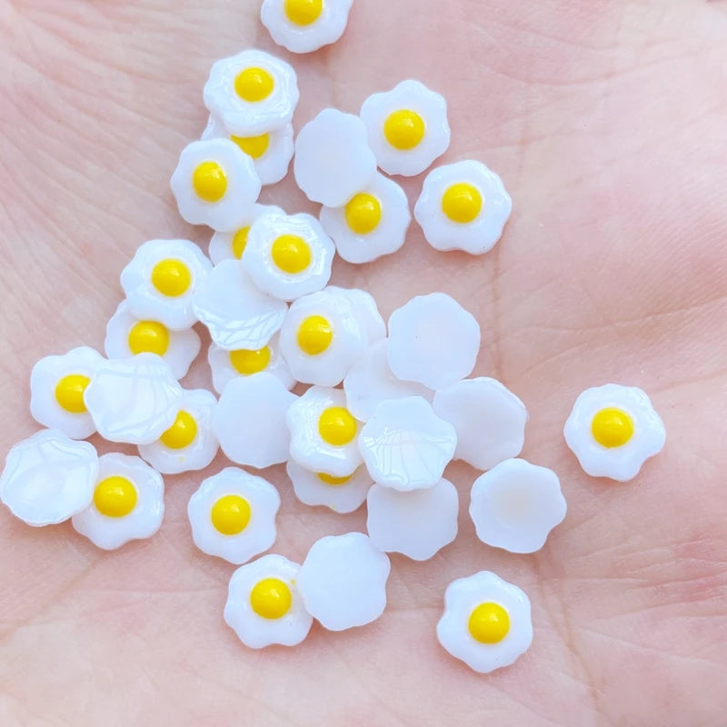 Rhinestone Nail Art Decoration Set 100 Pieces Mini Egg 3D Resin Charms for DIY Manicure