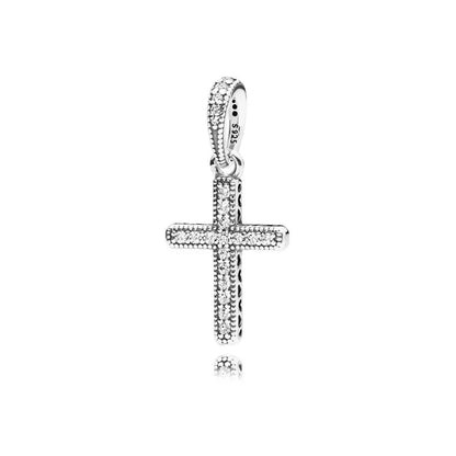 925 Sterling Silver Nurse Cross DIY Charms Beads Zircon