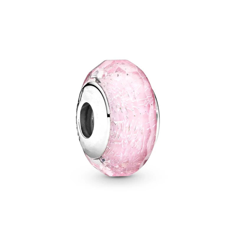 Pink Hot Air Balloon Daisy Murano Glass Charm for European Silver Bracelet SS0866