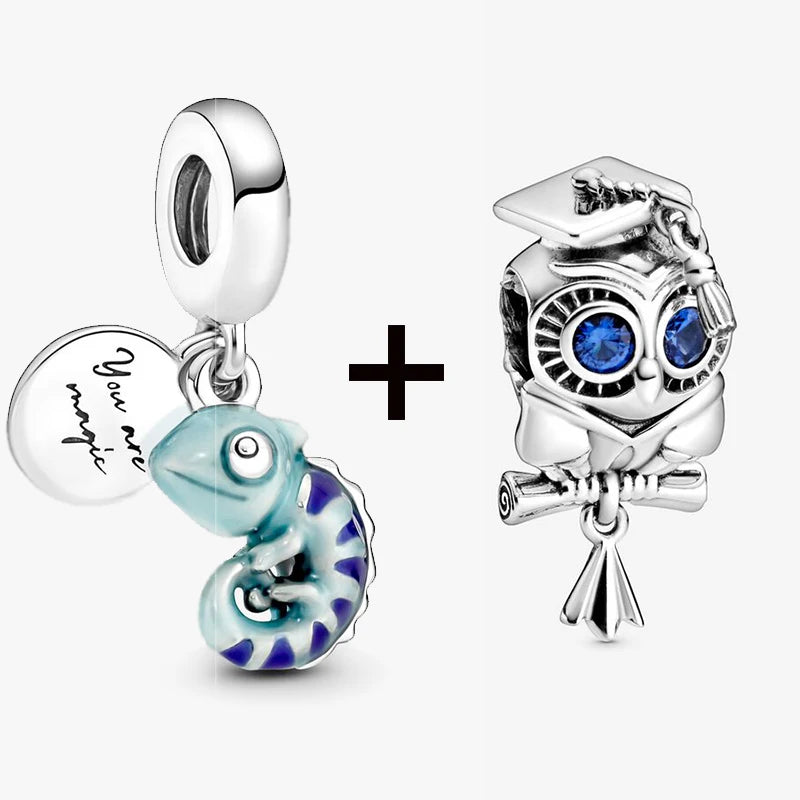Chameleon and Turtle Pendant Beads for Charm Bracelets Jewelry Gift BD25