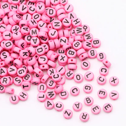 Gold Color Acrylic Spacer Beads with Black Letter Charms for Jewelry Making and DIY Crafts