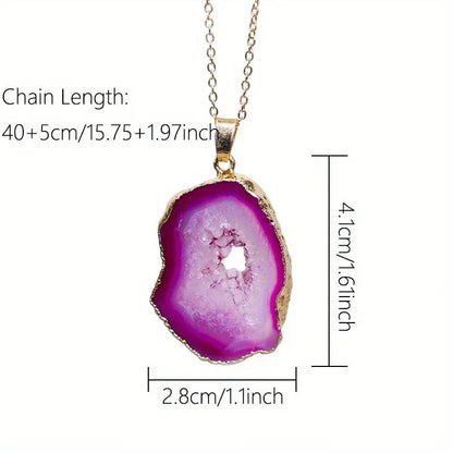Natural Healing Agate Crystal Pendant Necklace for Women - Reiki Chakra Jewelry Gift