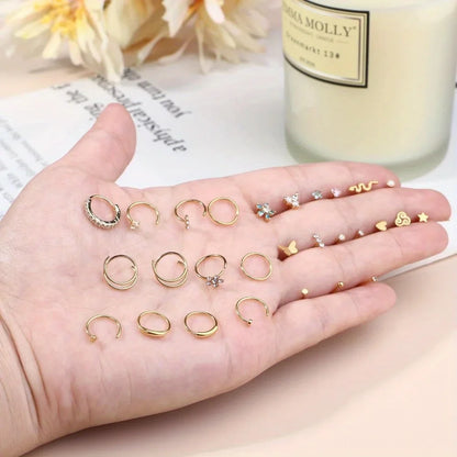 Bobisty Surgical Steel L Shaped Nose Ring Set Hypoallergenic Fashion Jewelry for Men and Women