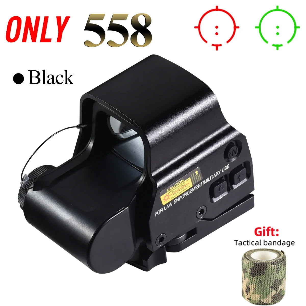 E*T*CH 558 Holographic Red Green Dot Sight Collimator Tactical 3X 5X Magnifier Combo for Hunting and Airsoft Riflescope ONLY 558--BK