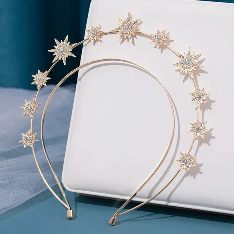 Wedding Crown Hair Jewelry - Double Layer Crystal Star Headpiece with Rhinestones Style 16