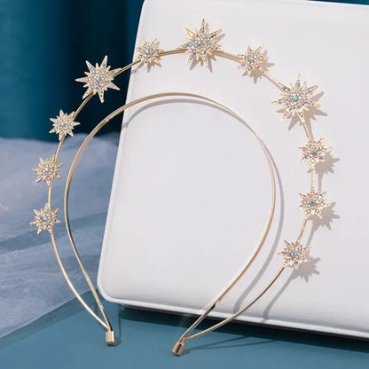 Wedding Crown Hair Jewelry - Double Layer Crystal Star Headpiece with Rhinestones Style 16