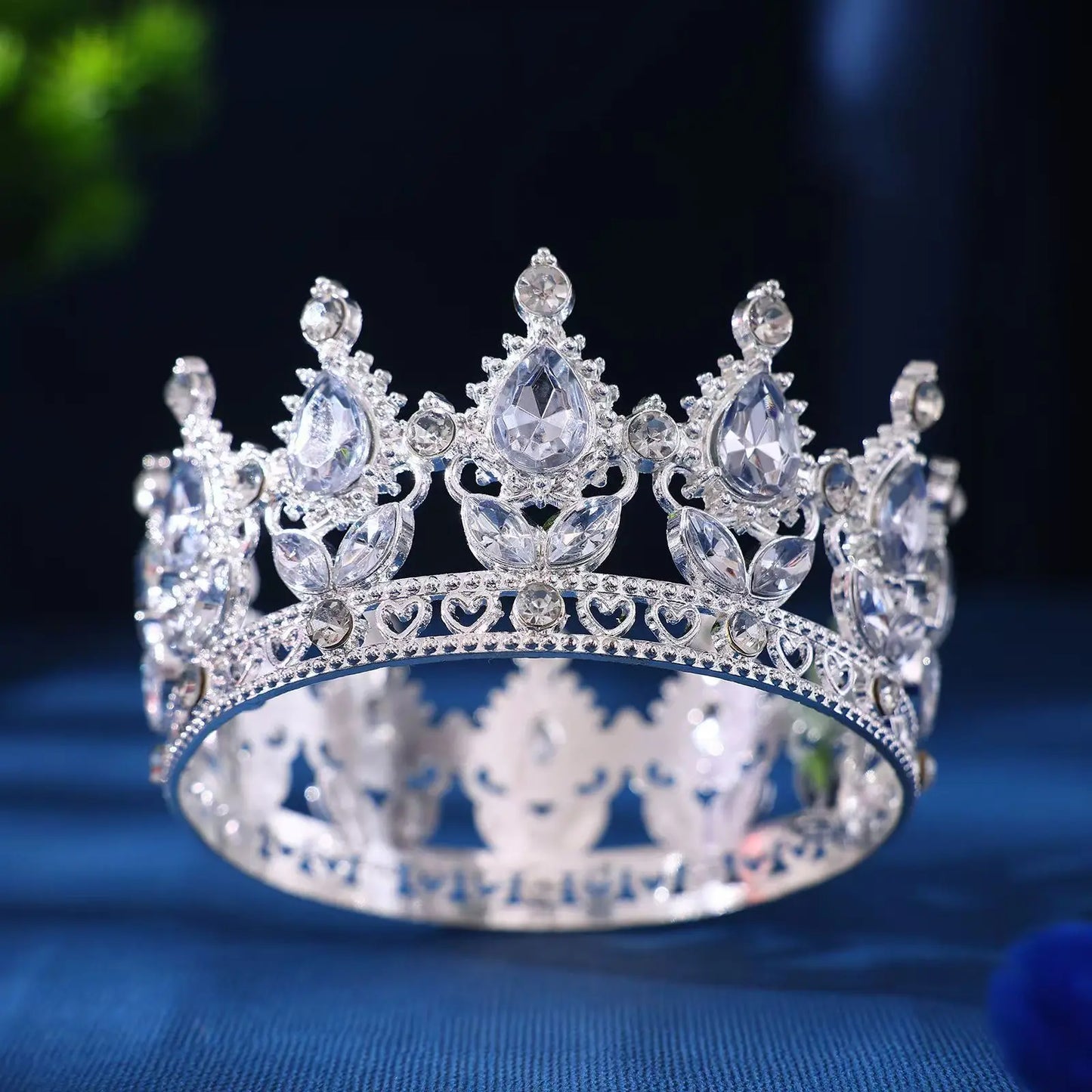 Elegant Baroque Rhinestone Crown Headdress for Weddings and Celebrations