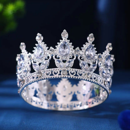 Elegant Baroque Rhinestone Crown Headdress for Weddings and Celebrations