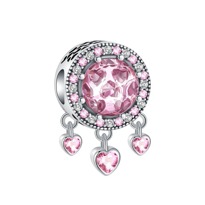 925 Sterling Silver Pink Heart Cat Claw Colorful Flower Charms for Women DIY Jewelry Pendants Bracelets Necklace