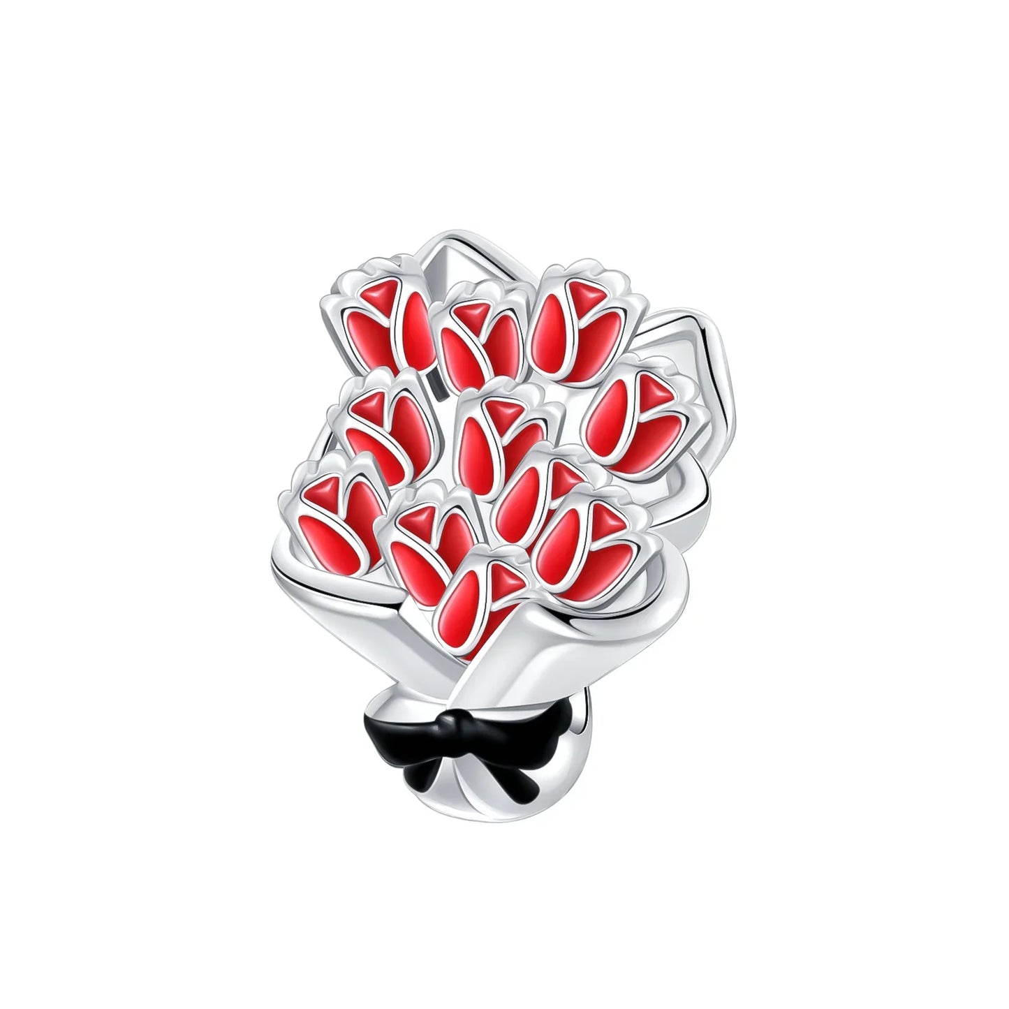 925 Sterling Silver Colorful Flower Charms with Zircon Roses Tulips and Daisies for DIY Necklace and Bracelet Jewelry Gifts