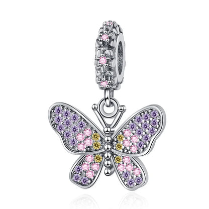 Pink Butterfly Axolotl Dangle Beads For 925 Silver Bracelet