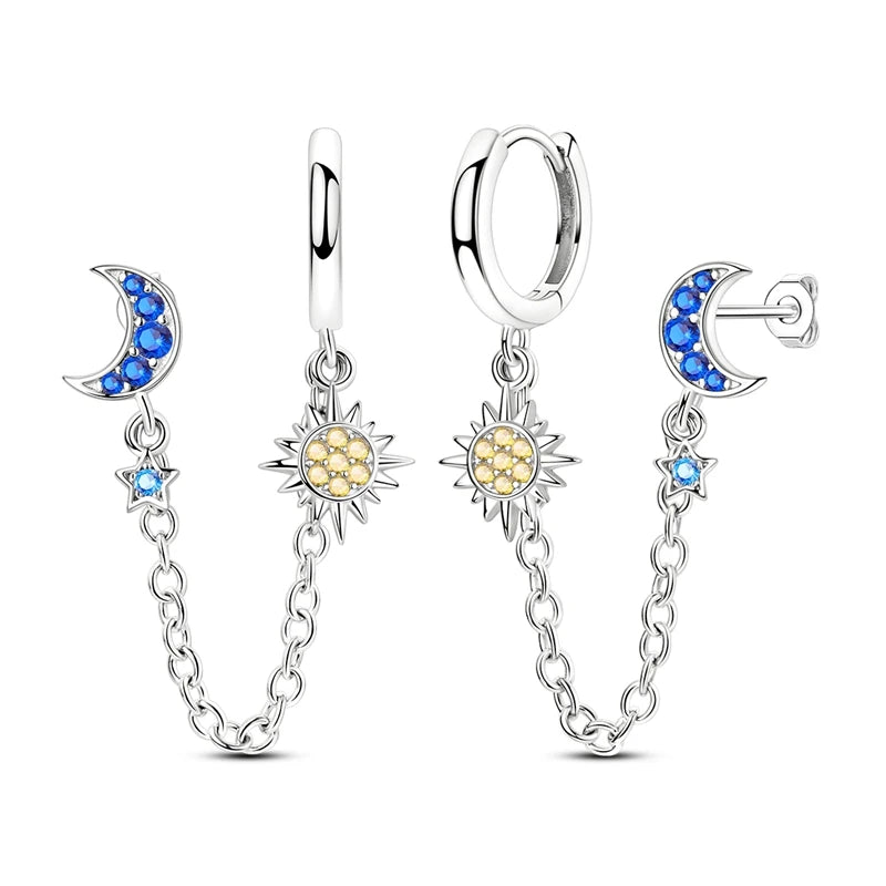 925 Sterling Silver Zirconia Hoop Earrings for Women Engagement Birthday Gift KTE408