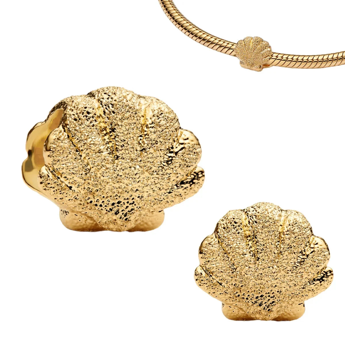 925 Sterling Silver Golden Round Charms with Horse Lion Castle Beads for DIY Womens Jewelry Gift
