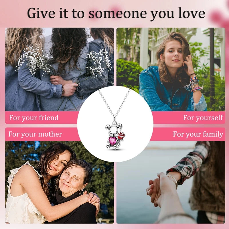 Elegant 925 Sterling Silver Zircon Butterfly Heart Pendant Necklace for Women Anniversary Gift