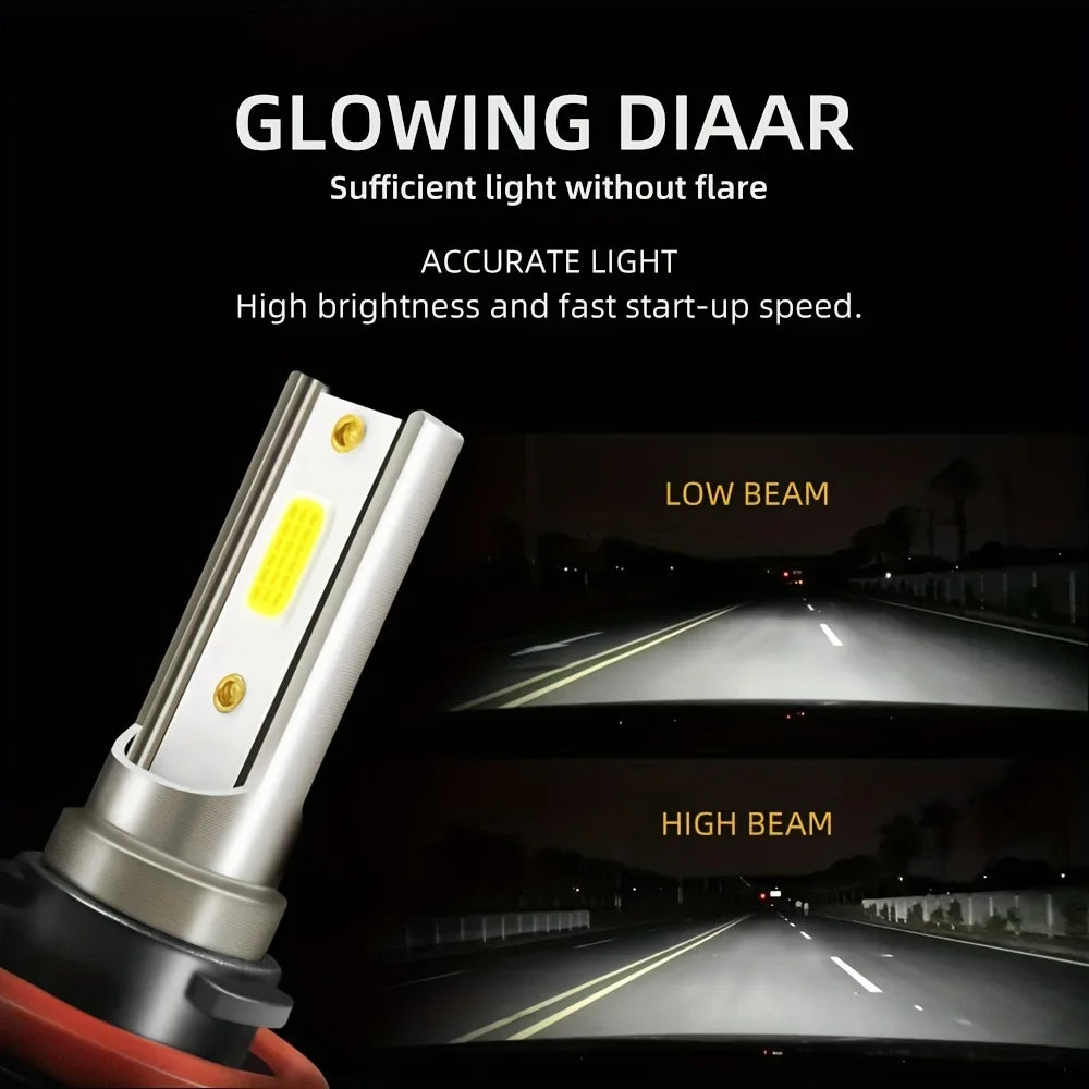 9005 9006 H4 H7 H11 LED Headlight Bulbs High Low Beam 28000 Lumens 6000K White Light 180W COB Chips Plug and Play 2 Pack