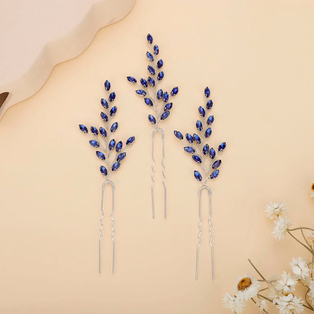 Elegant Rhinestone Bridal Hairpins with 7 Colors Flower Design for Weddings and Parties