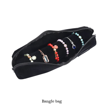 Elegant Velvet Travel Jewelry Organizer Roll For Necklaces Bracelets Rings