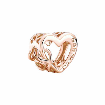 Sparkling Rose Gold Family Tree & Flower Charm Bead for European Silver Bracelet YY1388