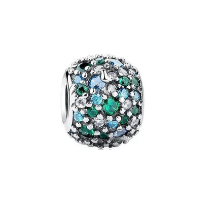 925 Sterling Silver Heart Blooming Rose Full Diamond Zircon Charms Pendant Beads for Bracelets and Necklaces
