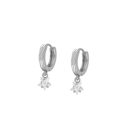 Crmya Gold Plated Women's Earrings Set with Vintage CZ Zircon Drop and Stud Hoops