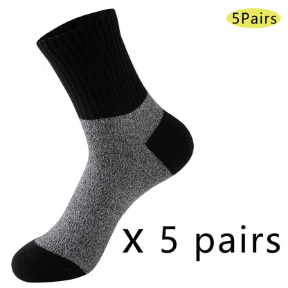5 Pairs Vintage Thermal Cotton Socks Men With Arch Support