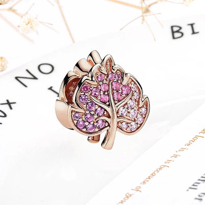 Rose Gold Winged Angel Heart Charm Bead Pink Daisy Spacer