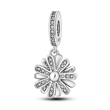925 Silver Flower Charms Sunflower Tulip Pendants for Bracelet Jewelry Making PTC017