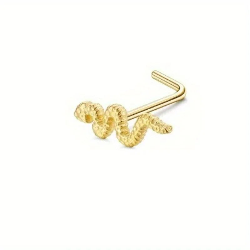 Bobisty Surgical Steel L Shaped Nose Ring Set Hypoallergenic Fashion Jewelry for Men and Women